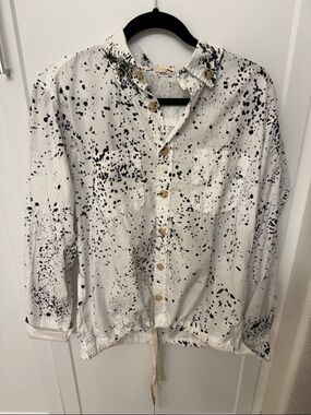 White Handpainted Button-Up shirt